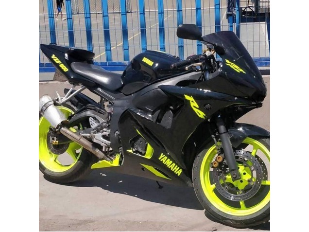 2006-2009 Glossy Black Neon Yellow Yamaha YZF R6S Motorcycle Fairings UK Stores
