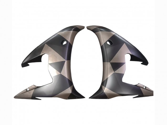 2006-2009 Grey Matte Black Geometric Yamaha YZF R6S Motorcycle Fairings UK Stores