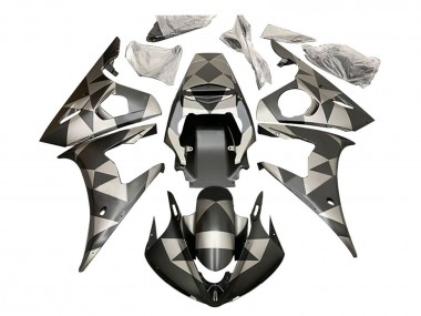2006-2009 Black Red Geometric Yamaha YZF R6S Motorcycle Fairings UK Stores