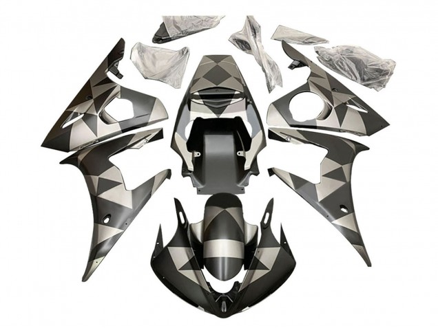 2006-2009 Black Red Geometric Yamaha YZF R6S Motorcycle Fairings UK Stores