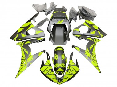 2006-2009 Neon Green Matte Black Geometric Yamaha YZF R6S Motorcycle Fairings UK Stores