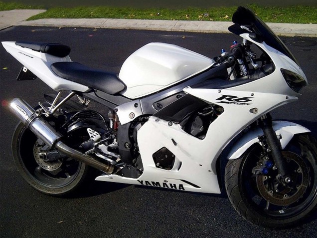 2006-2009 White Black Decals Yamaha YZF R6S Motorcycle Fairings UK Stores