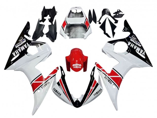 2006-2009 White Red Glossy Black Motul Yamaha YZF R6S Motorcycle Fairings UK Stores