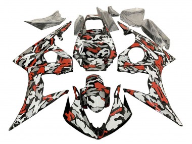 2003-2004 Black Red Grey Camouflage Yamaha YZF R6 Motorcycle Fairings UK Stores