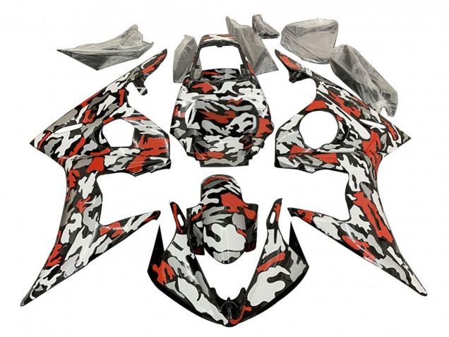 2003-2004 Black Red Grey Camouflage Yamaha YZF R6 Motorcycle Fairings UK Stores