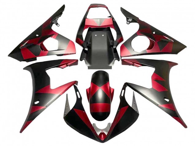 2005 Matte Black Red Geometric Yamaha YZF 600 R6 Motorcycle Fairings UK Stores