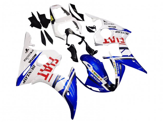 2005 White Blue Dunlop Fiat Motul Yamaha YZF 600 R6 Motorcycle Fairings UK Stores