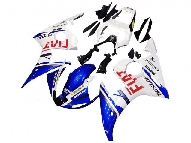 2005 White Blue Dunlop Fiat Motul Yamaha YZF 600 R6 Motorcycle Fairings UK Stores