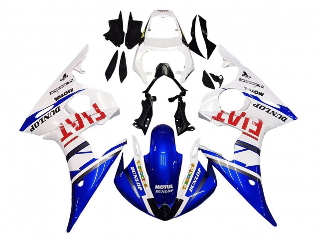 2005 White Blue Dunlop Fiat Motul Yamaha YZF 600 R6 Motorcycle Fairings UK Stores