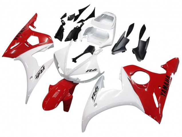 2005 White Red Yamaha YZF 600 R6 Motorcycle Fairings UK Stores