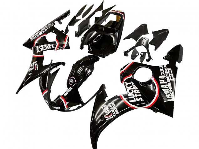 2005 Glossy Black White Lucky Strike Motul Yamaha YZF 600 R6 Motorcycle Fairings UK Stores