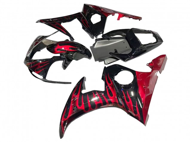 2005 Black with Red Flame Yamaha YZF 600 R6 Motorcycle Fairings UK Stores
