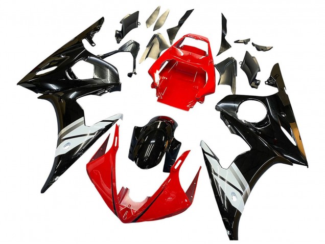 2005 Red White Glossy Black Yamaha YZF 600 R6 Motorcycle Fairings UK Stores