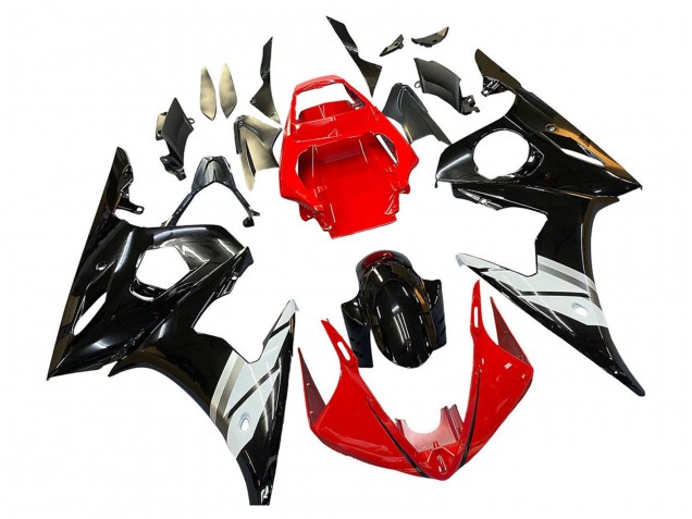 2005 Red White Glossy Black Yamaha YZF 600 R6 Motorcycle Fairings UK Stores
