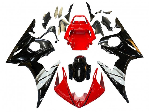 2005 Red White Glossy Black Yamaha YZF 600 R6 Motorcycle Fairings UK Stores