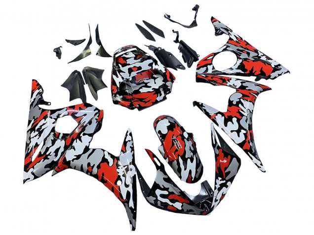 2005 Black Red Grey Camouflage Yamaha YZF 600 R6 Motorcycle Fairings UK Stores