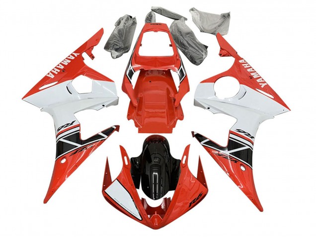 2005 White Red Glossy Black Yamaha YZF 600 R6 Motorcycle Fairings UK Stores