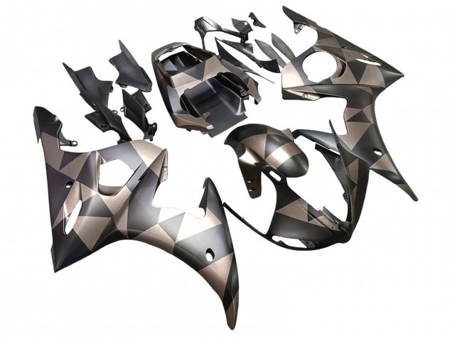 2005 Matte Black Grey Geometric Yamaha YZF 600 R6 Motorcycle Fairings UK Stores