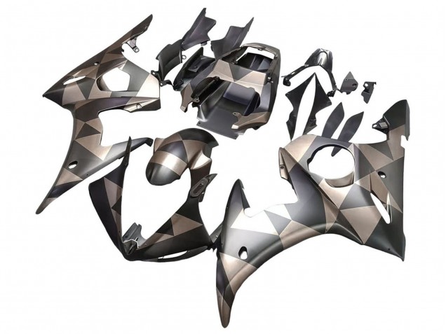 2005 Matte Black Grey Geometric Yamaha YZF 600 R6 Motorcycle Fairings UK Stores