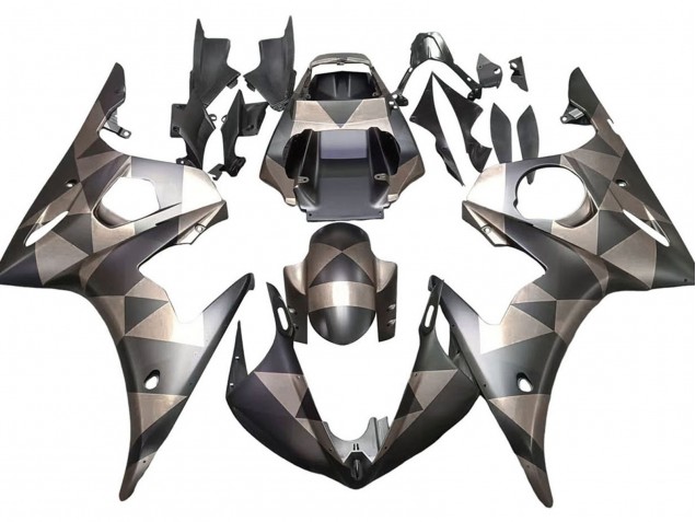 2005 Matte Black Grey Geometric Yamaha YZF 600 R6 Motorcycle Fairings UK Stores