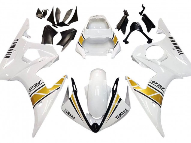 2005 White Gold Black Yamaha YZF 600 R6 Motorcycle Fairings UK Stores