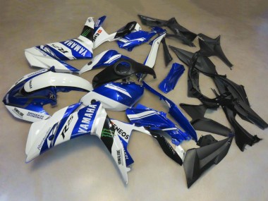 2015-2018 White Blue Yamalube ENEOS Monster Yamaha YZF R3/R25 Motorcycle Fairings UK Stores