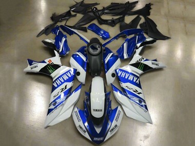 2015-2018 White Blue Yamalube ENEOS Monster Yamaha YZF R3/R25 Motorcycle Fairings UK Stores