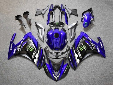 2015-2018 Blue Silver Black Monster Yamaha YZF R3/R25 Motorcycle Fairings UK Stores