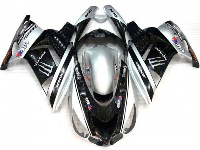 2006-2011 Silver Black Elf Touch4 Monster Bridgestone Kawasaki ZX14R ZZR1400 Motorcycle Fairings UK Stores