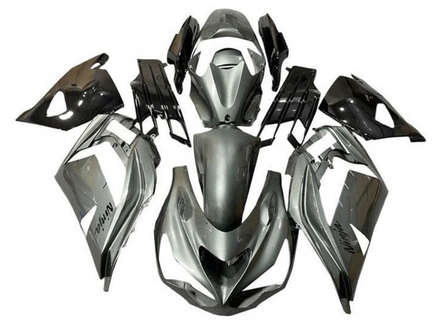 2012-2024 Metallic Silver Black Kawasaki ZX14R ZZR1400 Motorcycle Fairings UK Stores