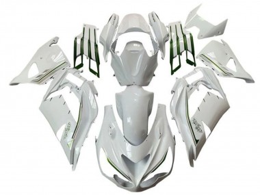 2012-2024 White Green Silver Stripe Kawasaki ZX14R ZZR1400 Motorcycle Fairings UK Stores