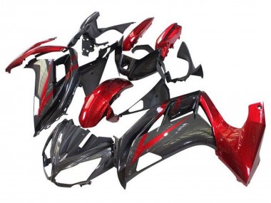 2012-2016 Red Black Faux Carbon Fiber Kawasaki Ninja 650 EX650 Motorcycle Fairings UK Stores