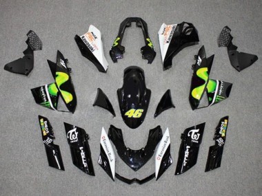 2010-2013 Glossy Black White Green MoviStar Monster Kawasaki Z1000 Motorcycle Fairings UK Stores