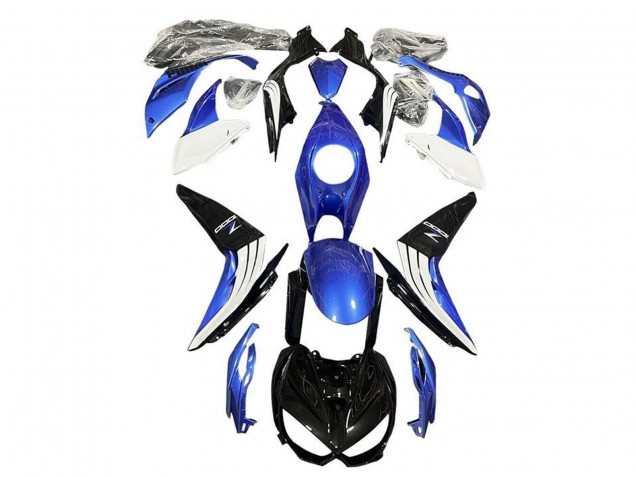 2014-2019 Blue White Glossy Black Kawasaki Z1000 Motorcycle Fairings UK Stores