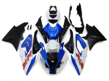 2017-2018 White Blue Matte Black Pinstripe RR BMW S1000RR Motorcycle Fairings UK Stores