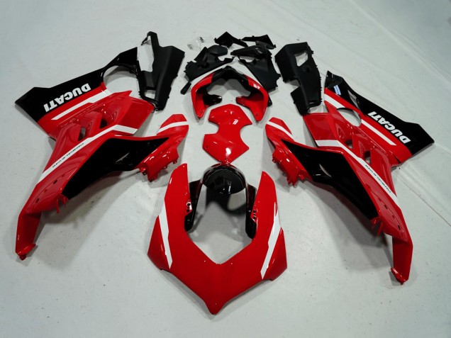 2020-2021 Red White Glossy Black Stripe Ducati Panigale V4 V4S Motorcycle Fairings UK Stores