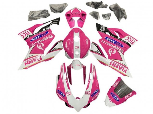 2011-2014 Pink White Glossy Black Fiamm Ducati Panigale 899/1199 Motorcycle Fairings UK Stores