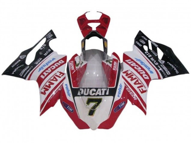 2011-2014 White Red Glossy Black Fiamm Tim 7 Ducati Panigale 1199 Motorcycle Fairings UK Stores