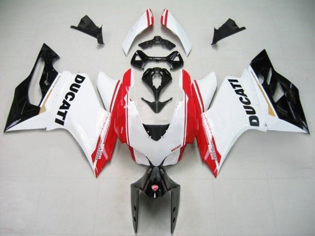 2011-2014 White Red Glossy Black Stripe Ducati Panigale 1199 Motorcycle Fairings UK Stores