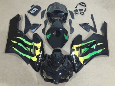 2004-2005 Glossy Black Green Yellow Monster Honda CBR1000RR Motorcycle Fairings UK Stores