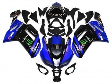 2007-2008 Blue Black Green Monster Kawasaki ZX6R Motorcycle Fairings UK Stores