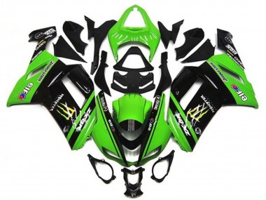 2007-2008 Green Black Monster Elf Kawasaki ZX6R Motorcycle Fairings UK Stores