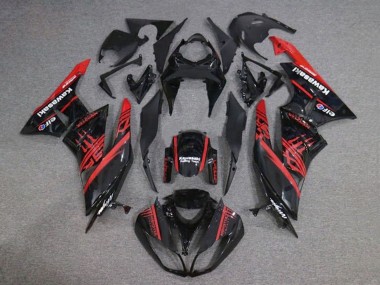 2009-2012 Glossy Black Red Monster Kawasaki ZX6R Motorcycle Fairings UK Stores