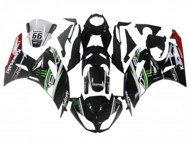 2009-2012 Glossy Black White Green Red Elf Monster Kawasaki ZX6R Motorcycle Fairings UK Stores