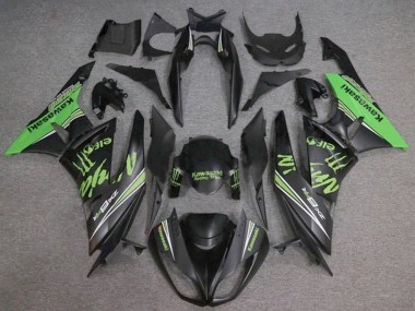 2009-2012 Matte Black Green Monster Kawasaki ZX6R Motorcycle Fairings UK Stores