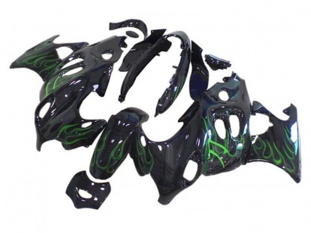 2004-2006 Glossy Black Green Flame Suzuki GSX600F/GSX750F Motorcycle Fairings UK Stores