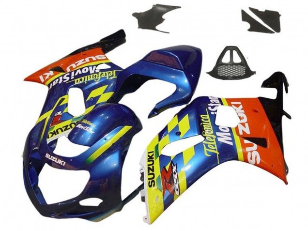 2000-2002 Blue Yellow Red Telefonica Motul Suzuki GSXR1000 Motorcycle Fairings UK Stores