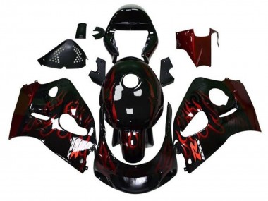 1996-2000 Black Red Flame Suzuki GSXR 600 / GSXR 750 Motorcycle Fairings UK Stores