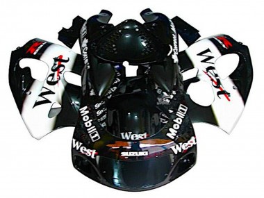 1996-2000 Black White West Suzuki GSXR 600 / GSXR 750 Motorcycle Fairings UK Stores