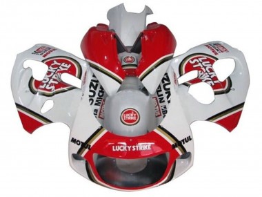 1996-2000 White Red Lucky Strike Suzuki GSXR 600 / GSXR 750 Motorcycle Fairings UK Stores